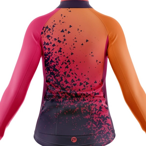 FRELSI ORANGE VOLCANO FLEECE LINED WOMEN’S CYCLING JERSEY SIZE MEDIUM - Picture 3 of 10
